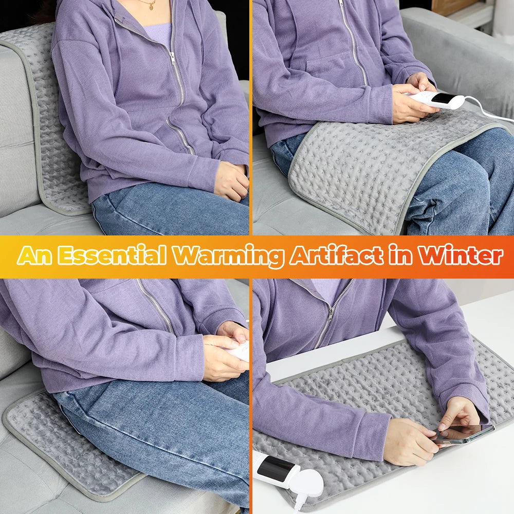 Electric Heating Pads for Back Neck Shoulder Relief Home Sofa Office Desktop Winter Warm Blanket Auto-Off Machine Washable Mat Peaceful Pleasures Health and Wellness