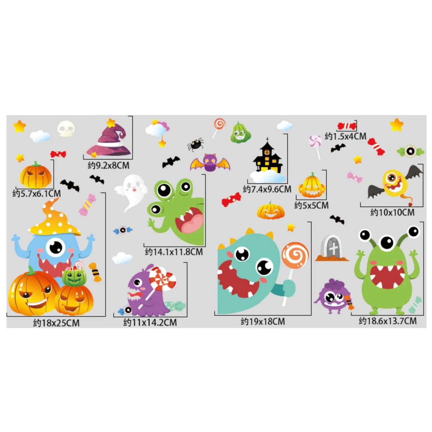 Halloween Window Clings & Decals – 4-Sheet Spooky Sticker Set
