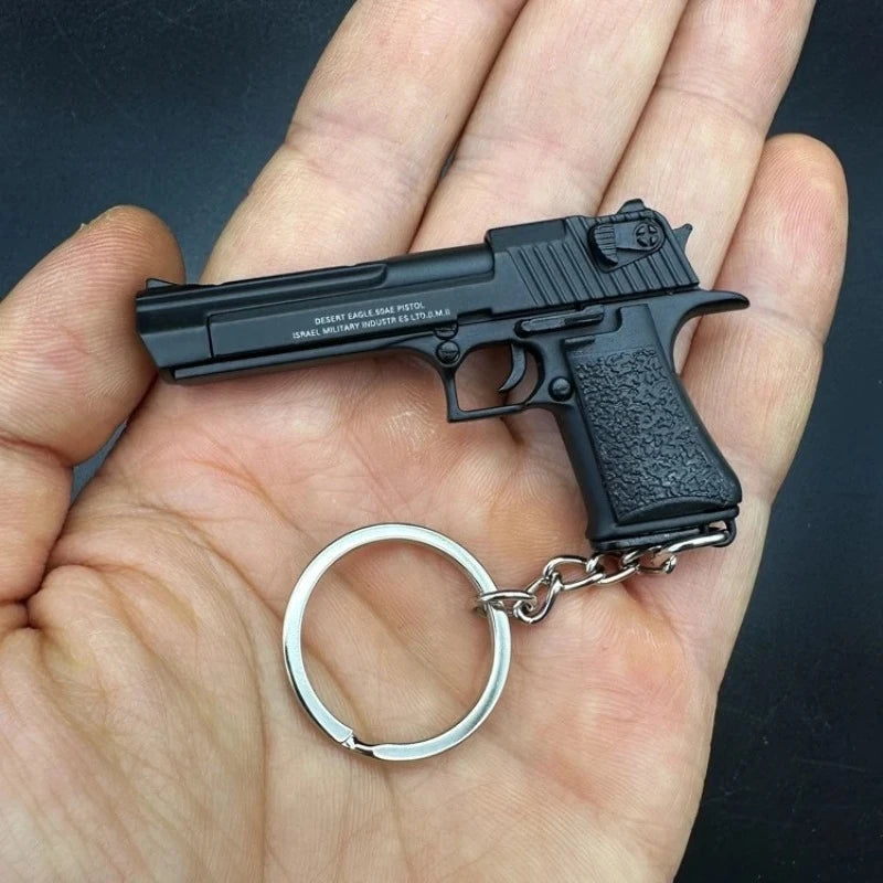 Alloy 1:4 Scale Mini Desert Eagle Pistol Keychain Metal Toy Gun Model for Adults Kids Christmas Gift Peaceful Pleasures Health and Wellness