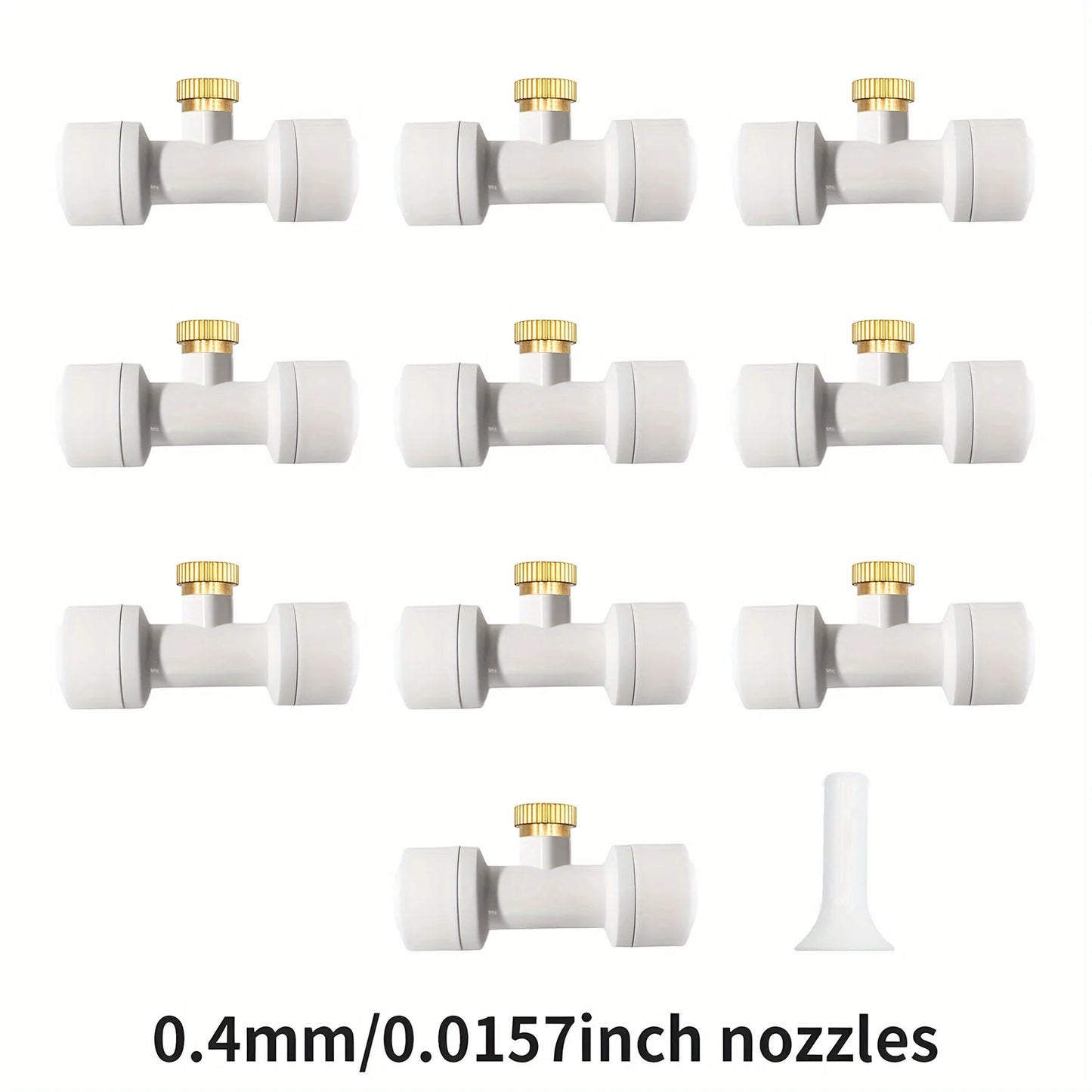 10Pcs lot Misting Fog Nozzles with Quick Access Tee Connector Garden Landscaping Irrigation Sprayers Peaceful Pleasures Health and Wellness 10pcs 0.4mm white
