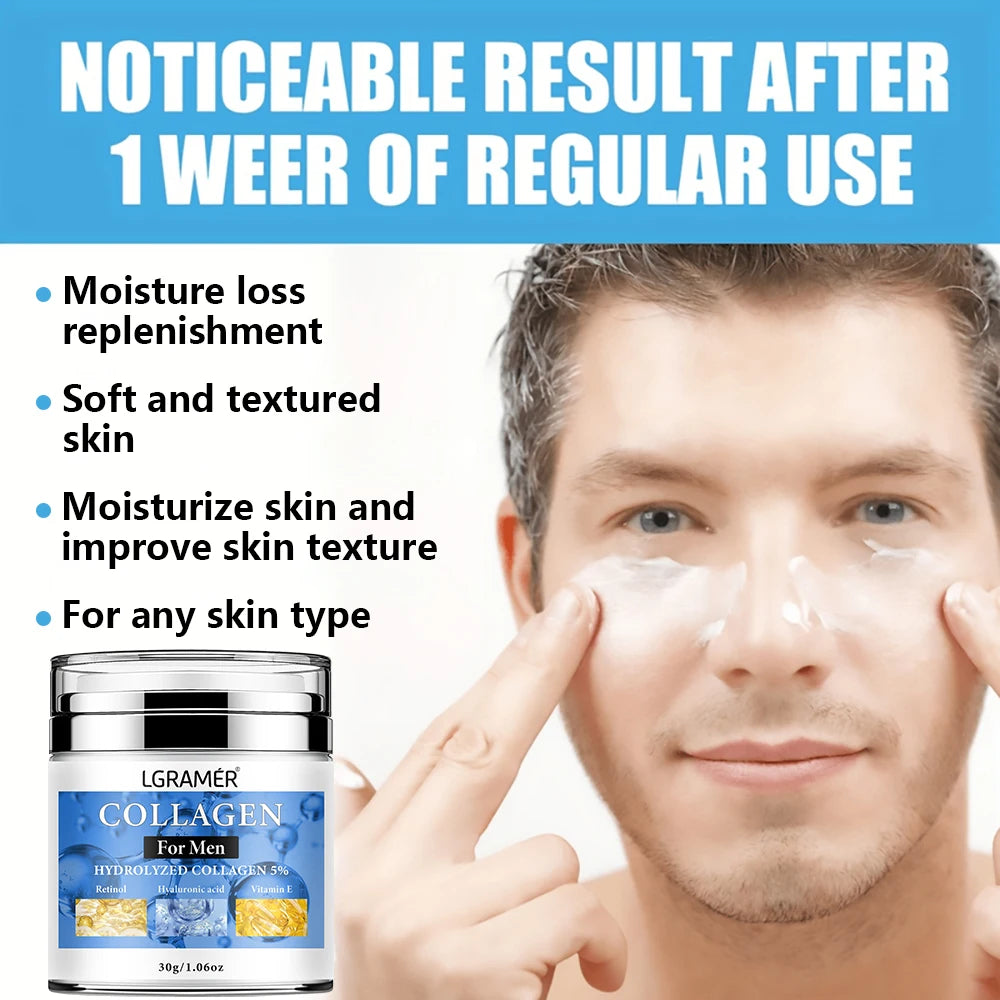 Anti-wrinkle Cream for Men Smooth Wrinkles Shrink Pores Firming Moisturizing Retinol Younger Face Cream Skin Care Cosmetic Peaceful Pleasures Health and Wellness