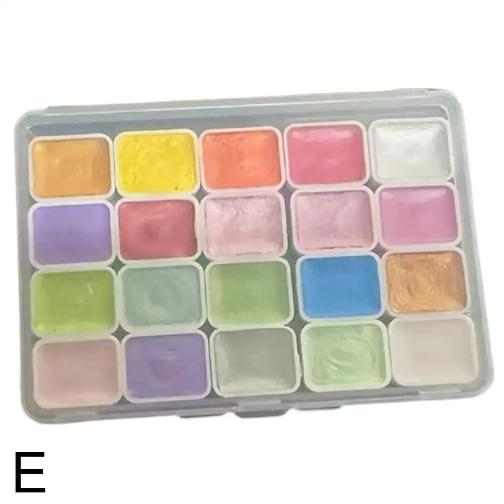 Portable Box Embedded with Glittering Pearl Solid Solid Watercolor Painting, Art Supplies Lightweight, High Solid Pigment Peaceful Pleasures Health and Wellness E