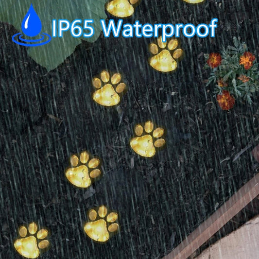 3-Pack Solar Dog Paw Print Garden Lights | Waterproof LED Solar Garden Lights Peaceful Pleasures Health and Wellness