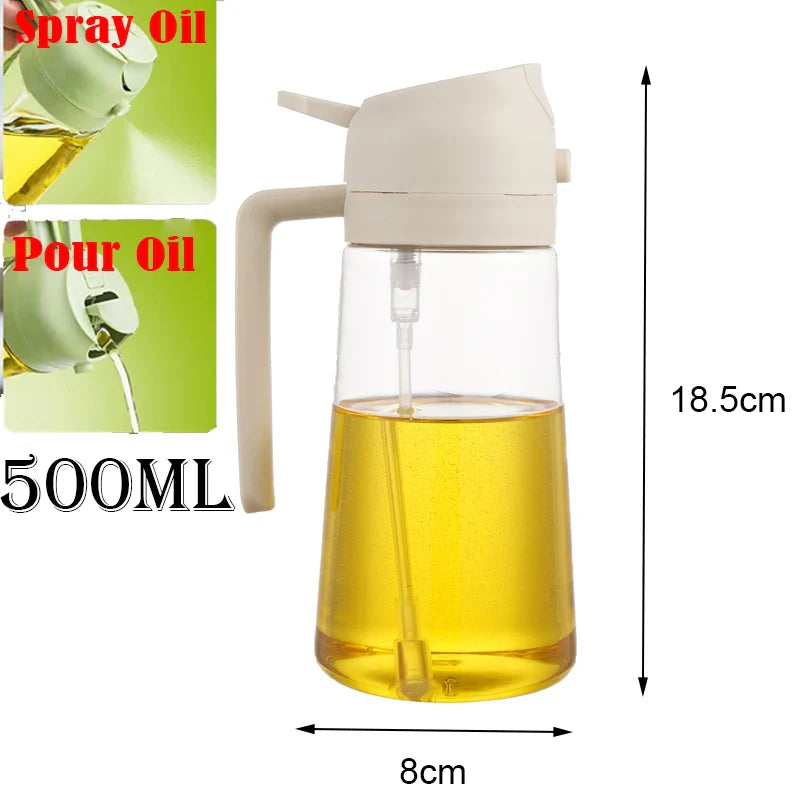 2-in-1 Oil Spray Bottle & Dispenser | 500ml Kitchen Sprayer