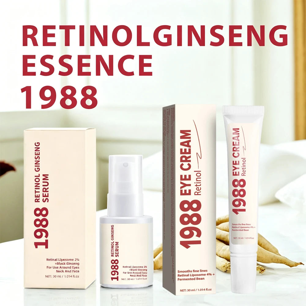 Retinol Ginseng Serum& Eye Cream Set, Smooths Fine Lines & Brightens Skin Tone, Deeply Moisturizes,Firming Skin Serum,Skin Care Peaceful Pleasures Health and Wellness