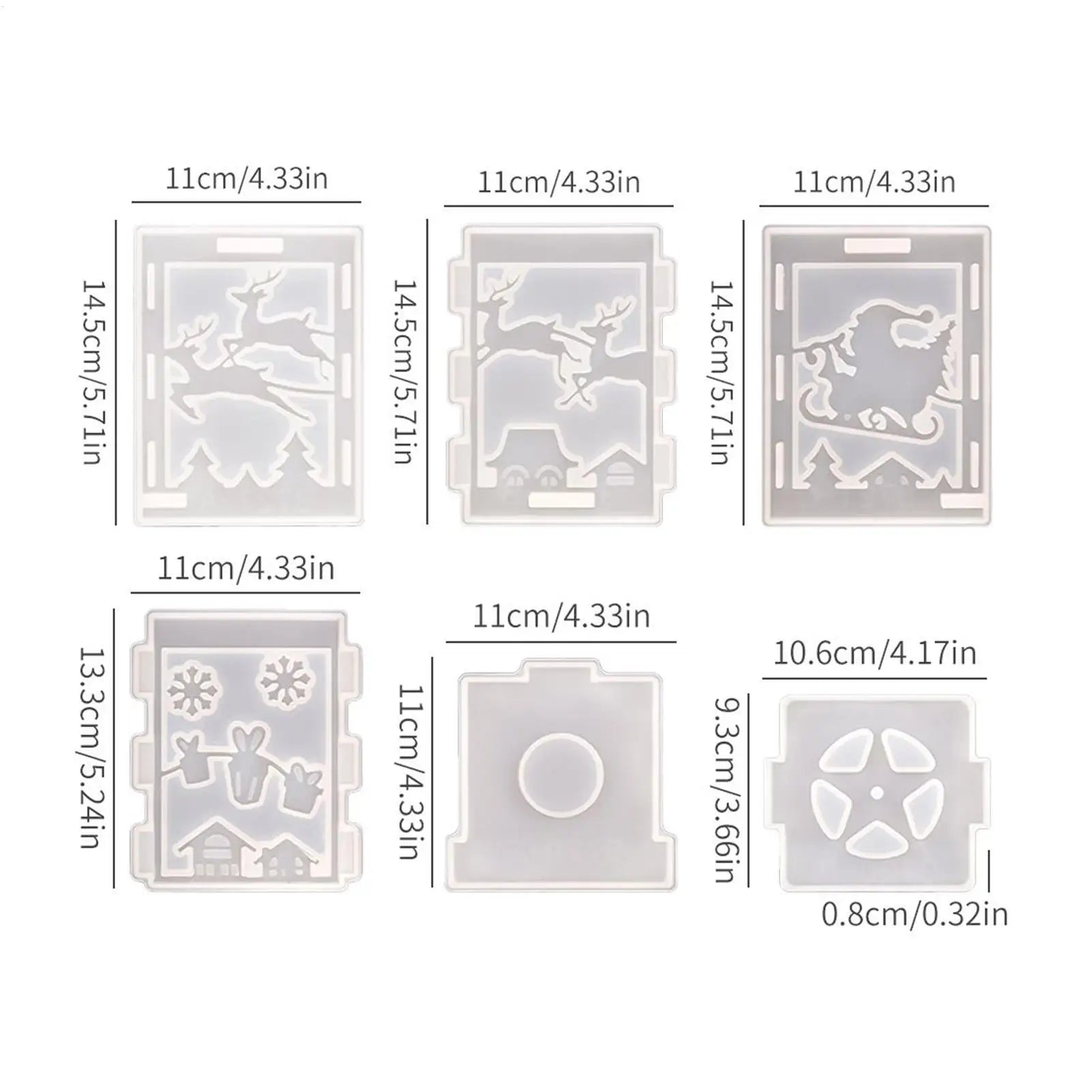 Christmas Molds For Resin 6-Piece Silicone Epoxy Resin Casting Mold For Craft Reusable Mould Craft Supplies For Wax Plaster Peaceful Pleasures Health and Wellness