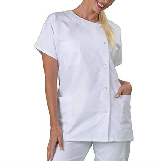 Women's Nurse Scrub Top White Medical Clothing Uniform Scrubs Set Uniformes Clinicos Workwear Beautician Nursing Suits Peaceful Pleasures Health and Wellness