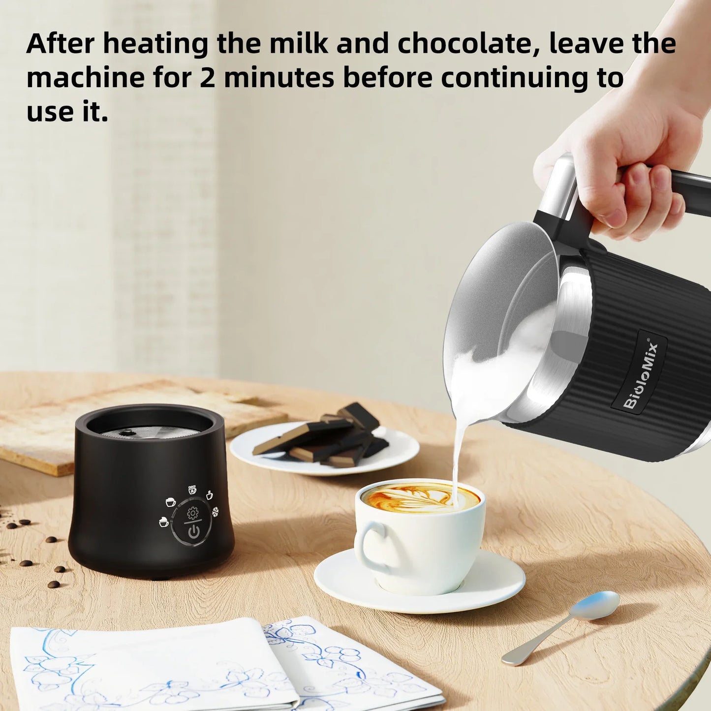 BioloMix 5-in-1 Detachable Milk Frother & Steamer 500W Milk Frother Peaceful Pleasures Health and Wellness
