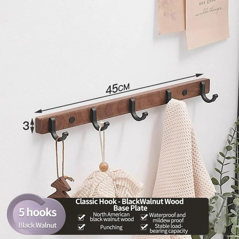 Wood & Aluminum Wall Hook | Coat Hanger for Kitchen & Bathroom