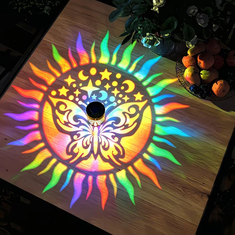 Solar Butterfly Wall Light RGB Shadow Projection Garden Lamp