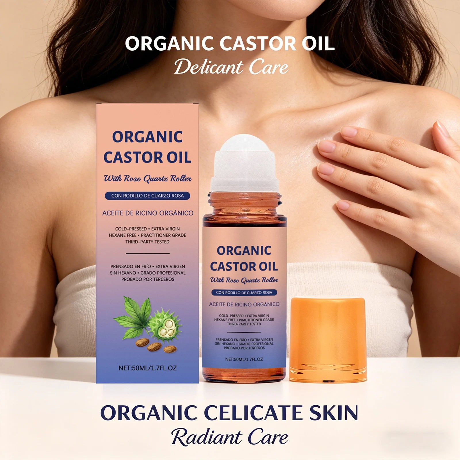 Organic Castor Oil Moisturizing Improve Skin Elasticity Relieve Dryness Discomfort Brightening Skin Tone Cold-Pressed Castor Oil Peaceful Pleasures Health and Wellness