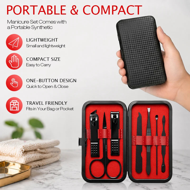 7-Piece Nail Clipper Set with Travel Case | Stainless Steel