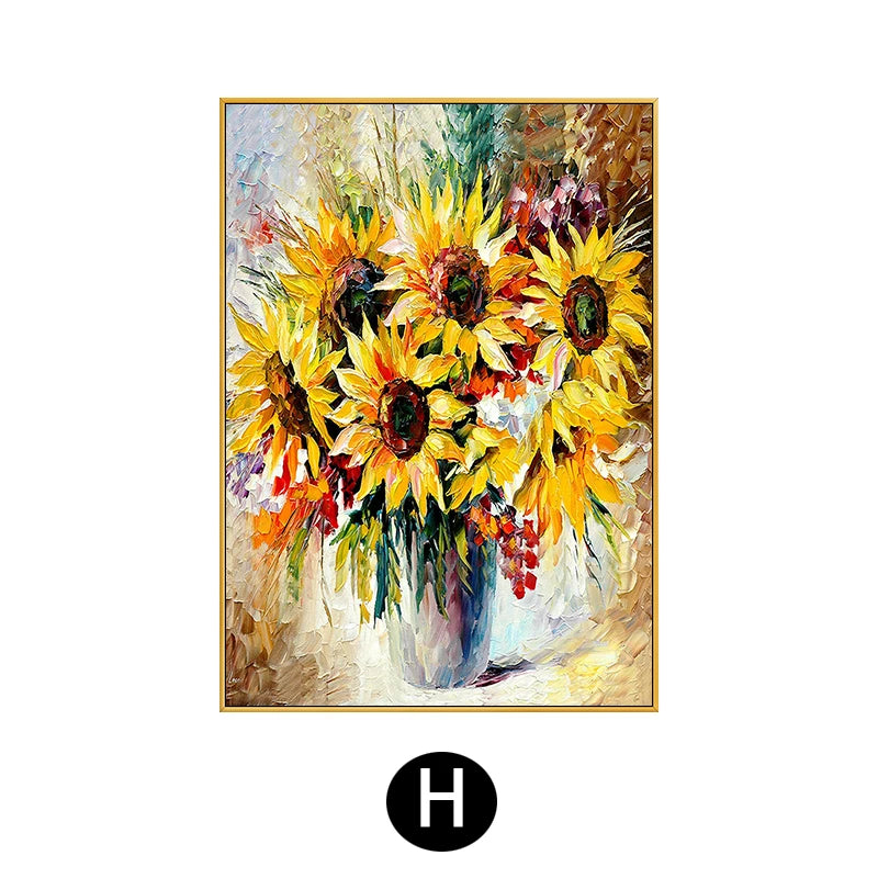 Hand Painted Acrylic Sunflower Canvas Art, Living Room, Bedroom, Corridor, Wall Decor, Modern Decoration, 50x70cm, 120x180cm Peaceful Pleasures Health and Wellness H style 100x150cm