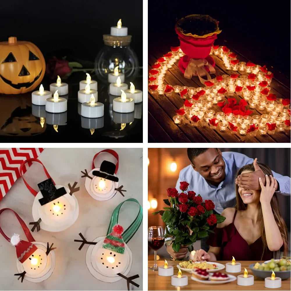 Flameless LED Electronic Candle with Remote Control LED Lighting with Flickering Flame Tea Lights Wedding Party Home Decor Peaceful Pleasures Health and Wellness