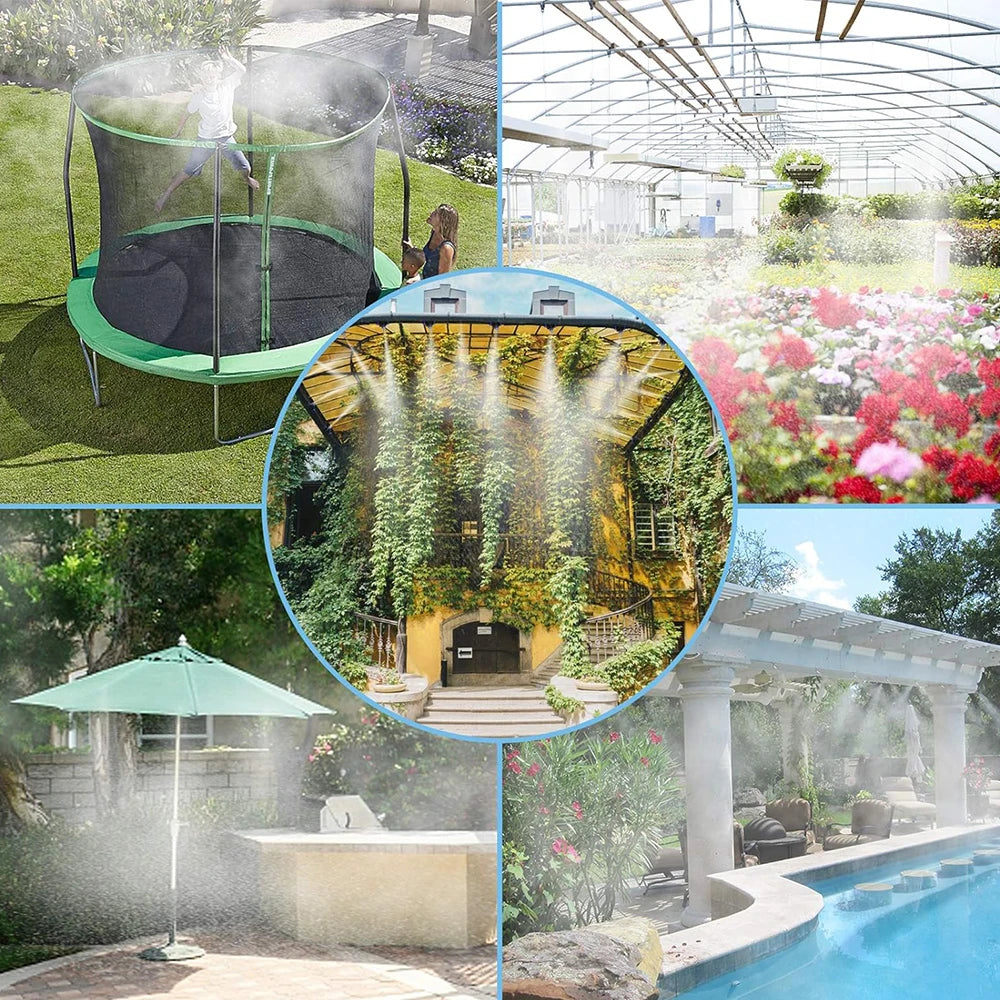 Outdoor Misters Cooling System，Misting Cooling System, Misting Line with Copper Metal Mist Nozzles, Patio Misting System Peaceful Pleasures Health and Wellness