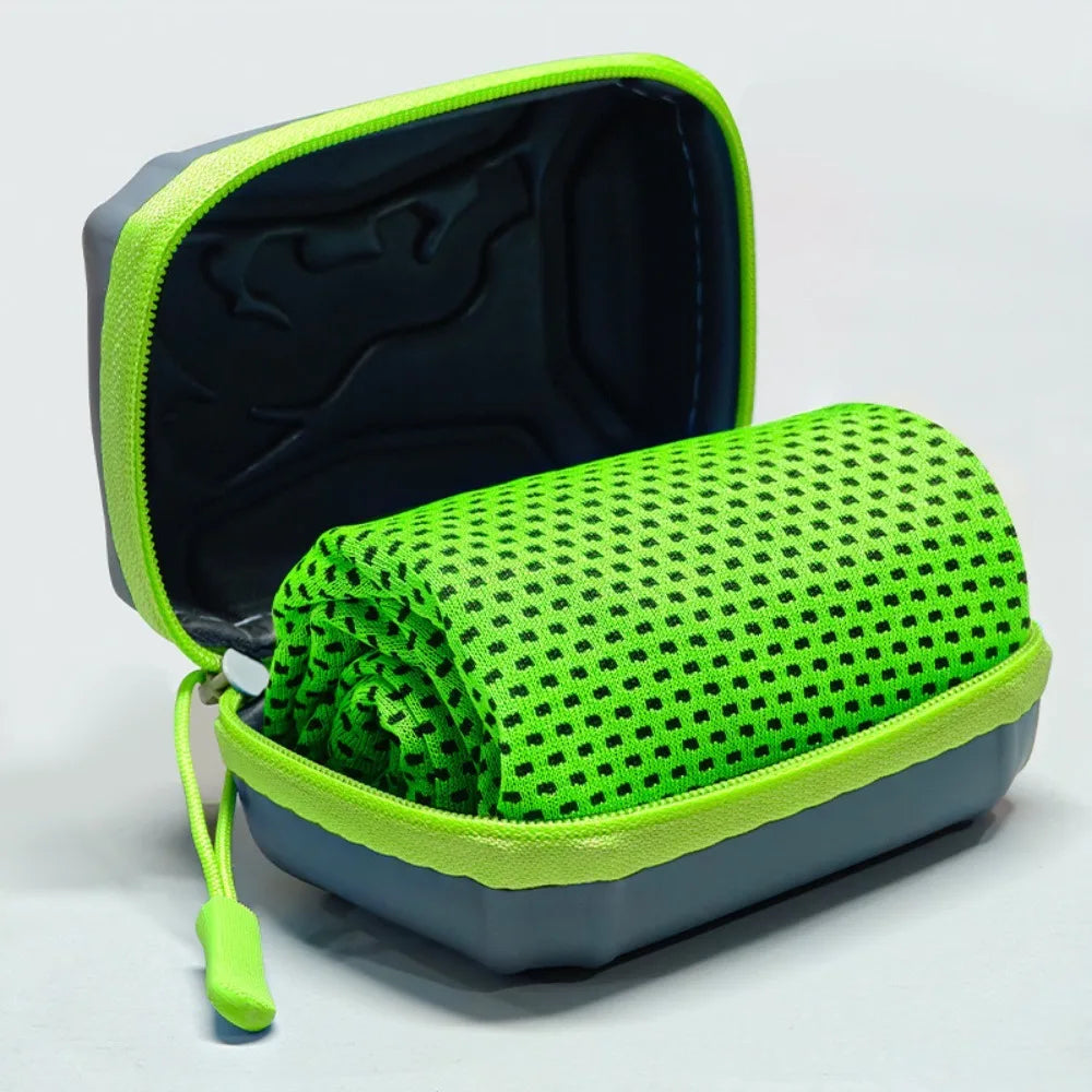 Portable Polyester Cooling Towel Microfiber EVA Case Quick Dry Towel Absorbent Ice Towel Outdoor Peaceful Pleasures Health and Wellness Green