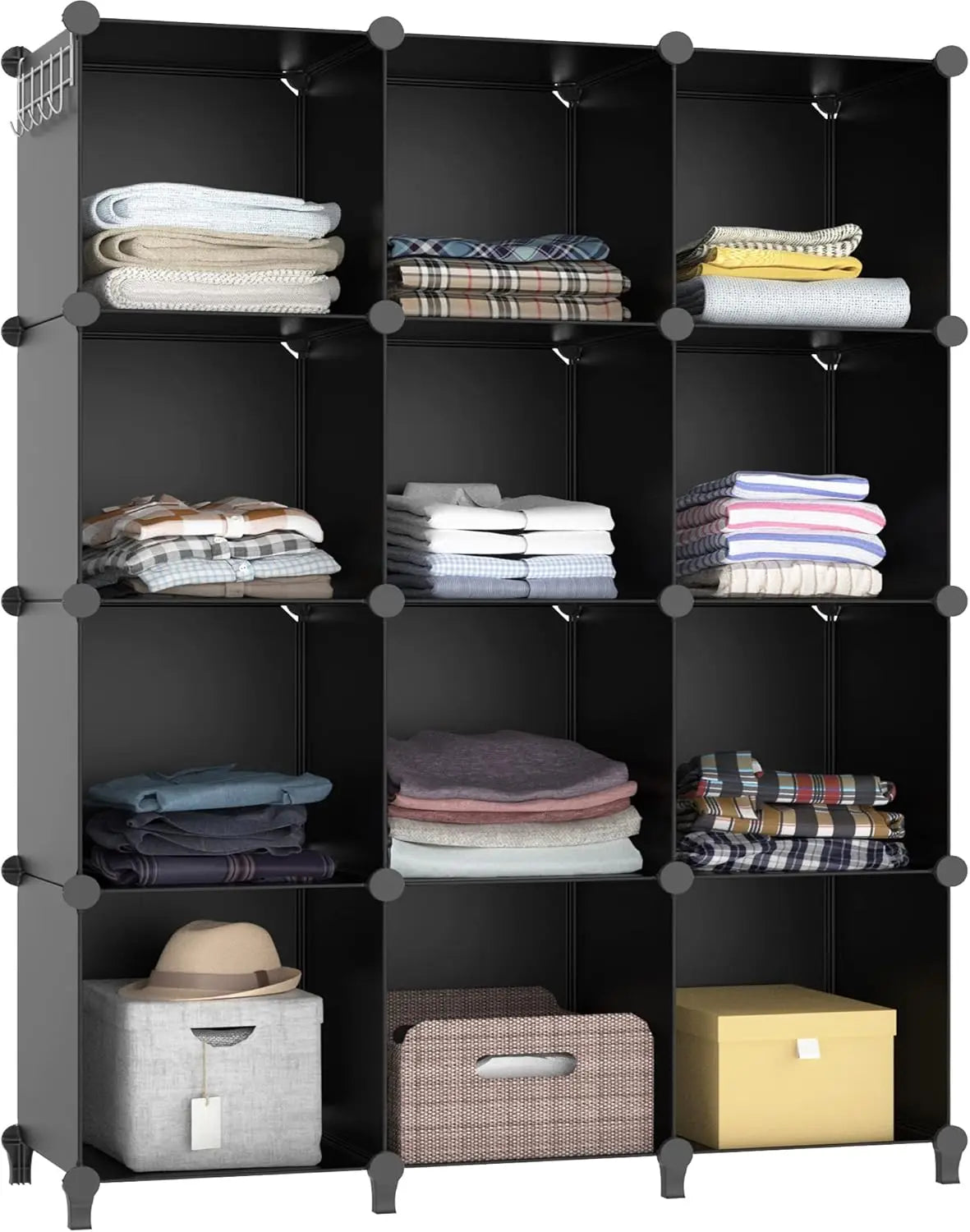 12-Cube Storage Organizer – Portable Closet Shelves, Black Peaceful Pleasures Health and Wellness United States