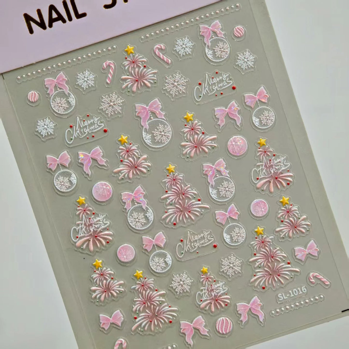 Christmas Seashell Glitter Manicure Nail Decals Self Adhesive 5D Embossed Laser Sticker Nail Supplies For Nails Art Decorations Peaceful Pleasures Health and Wellness Style 4
