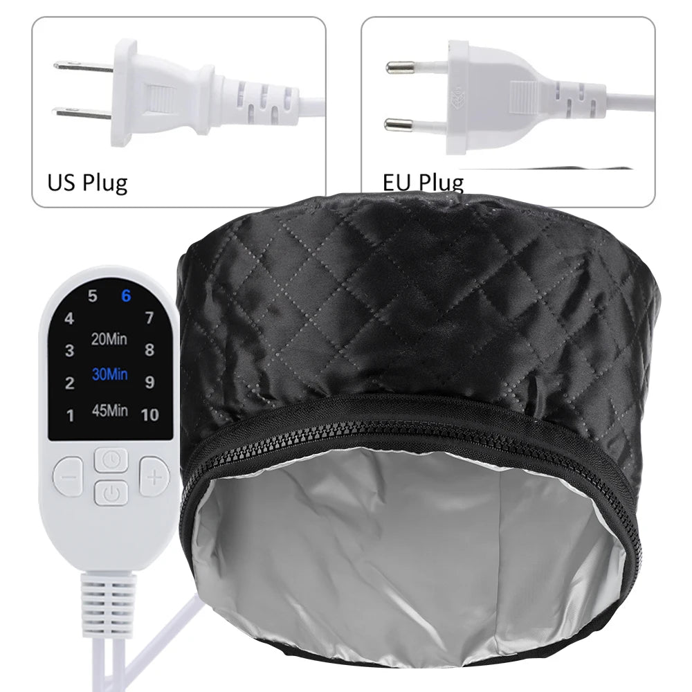 Hair Steamer Cap for Deep Conditioning, Electric Heating Thermal Hat with 10 Heat Levels 3 Timers, Home Spa Care Bonnet Peaceful Pleasures Health and Wellness