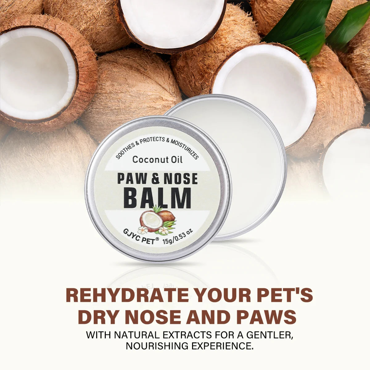 Coconut Scent Dog Nose And Paw Balm | Natural Pet Paw Cream For Cats Dogs | Paw Protector Moisturizer Cracked Feet Repair Peaceful Pleasures Health and Wellness