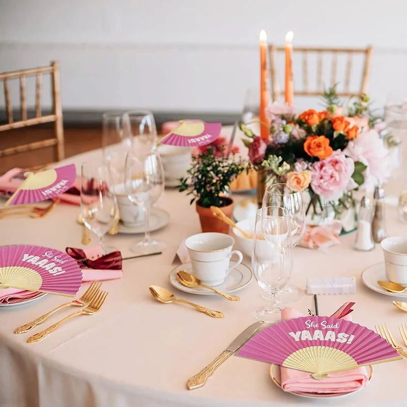 Silk Fan Bachelorette Party Decor | Bridal Shower "She Said Yaaas"