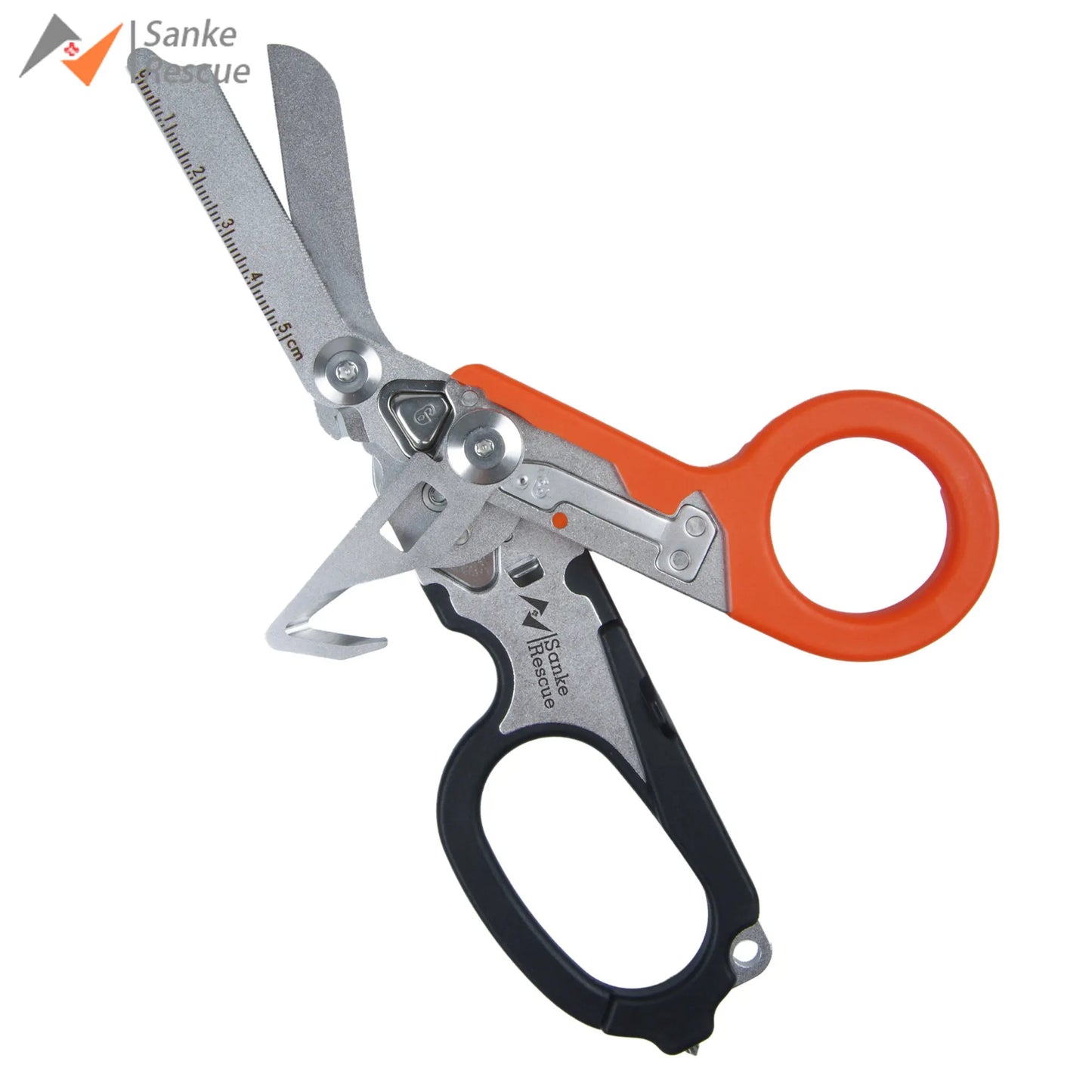 Sanke Rescue Elegital Emergency Response Shears Stainless Steel Foldable Scissors Pliers Outdoor Camping Rescue Tools for IFAK Peaceful Pleasures Health and Wellness Orange and Black