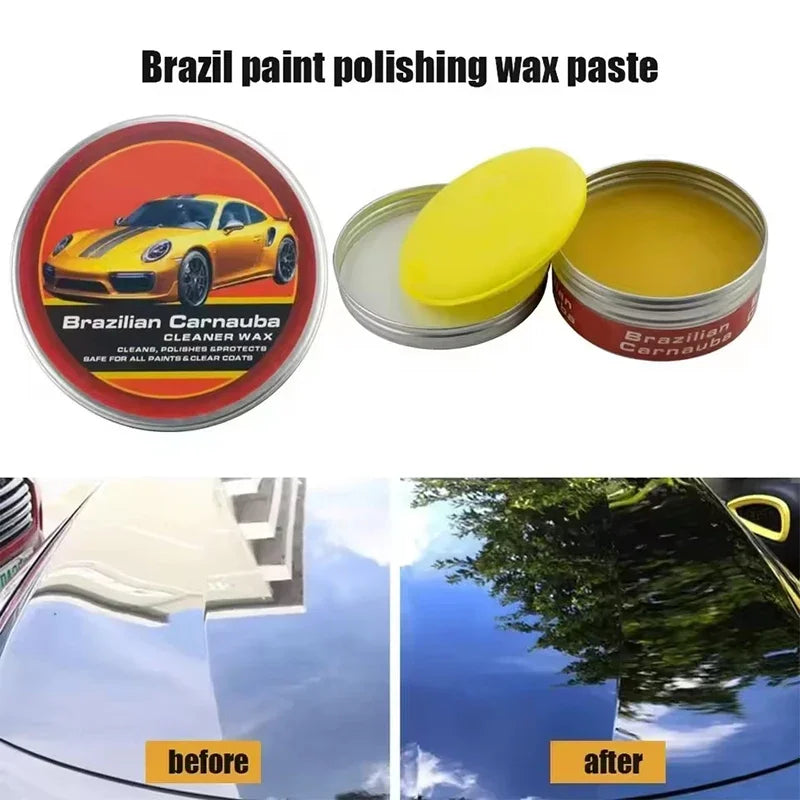 200g Carnauba Paste Car Wax Auto Paint Care Wax Brazilian Polishing Wax Paste High Gloss Shine Super Hydrophobic Coating Glazing Peaceful Pleasures Health and Wellness