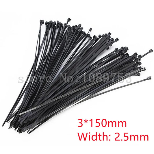1000Pcs/pack Nylon Cable Ties 3*150mm Width 2.5mm Black Color Factory Standard Self-locking Plastic ,Wire Zip Tie High Quality Peaceful Pleasures Health and Wellness Default Title