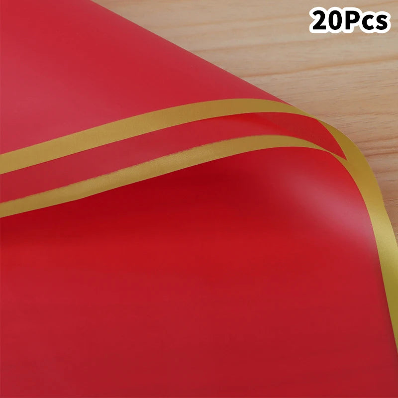 20-Pack Colorful Flower Wrappers Gold Edge | Waterproof Bouquet Wrap