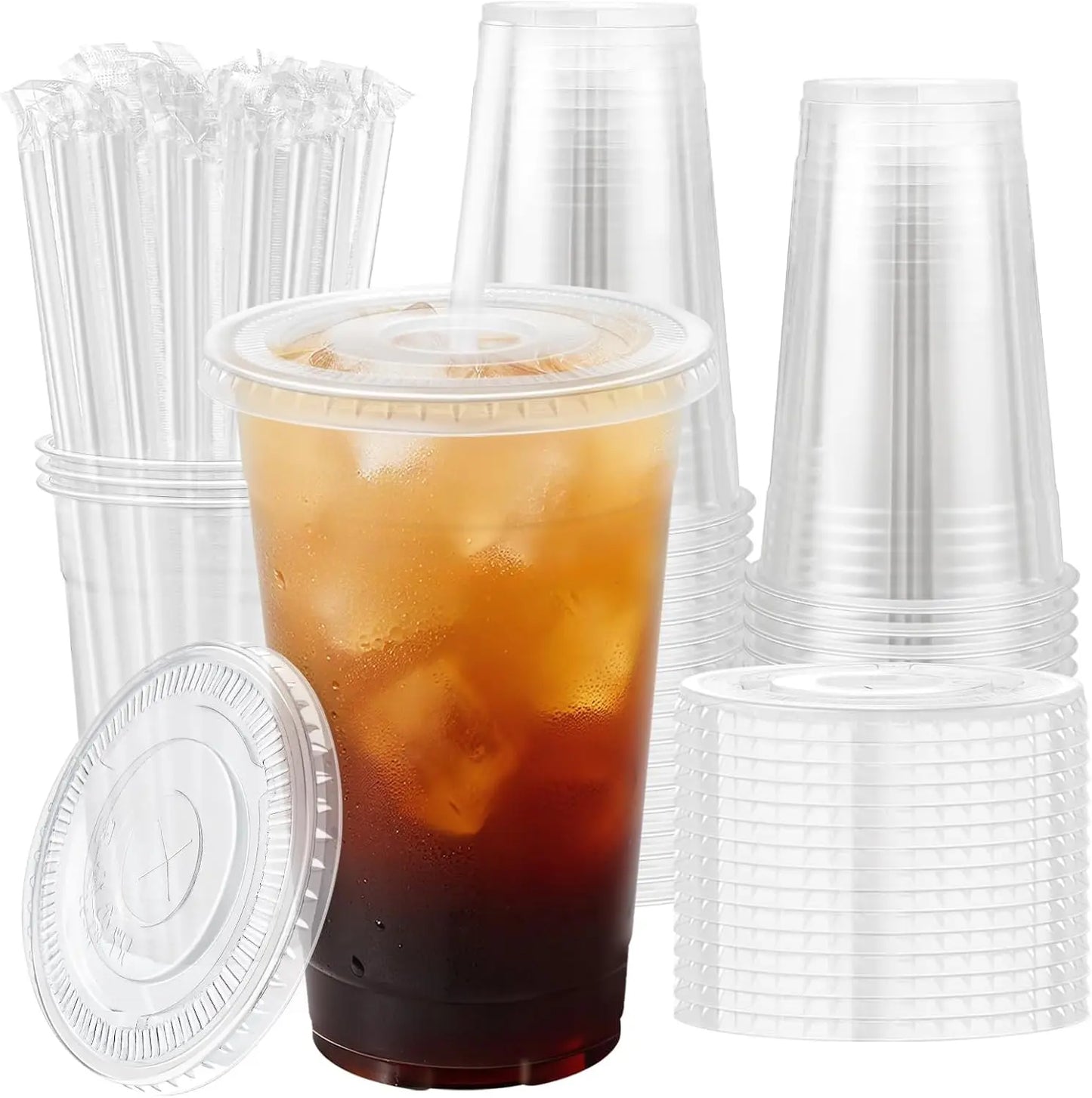 20 or 24oz Clear Plastic Cups with Lids and Straws Disposable Plastic Coffee Cups with Lids for Iced Coffee Cold Beverage Drinks Peaceful Pleasures Health and Wellness