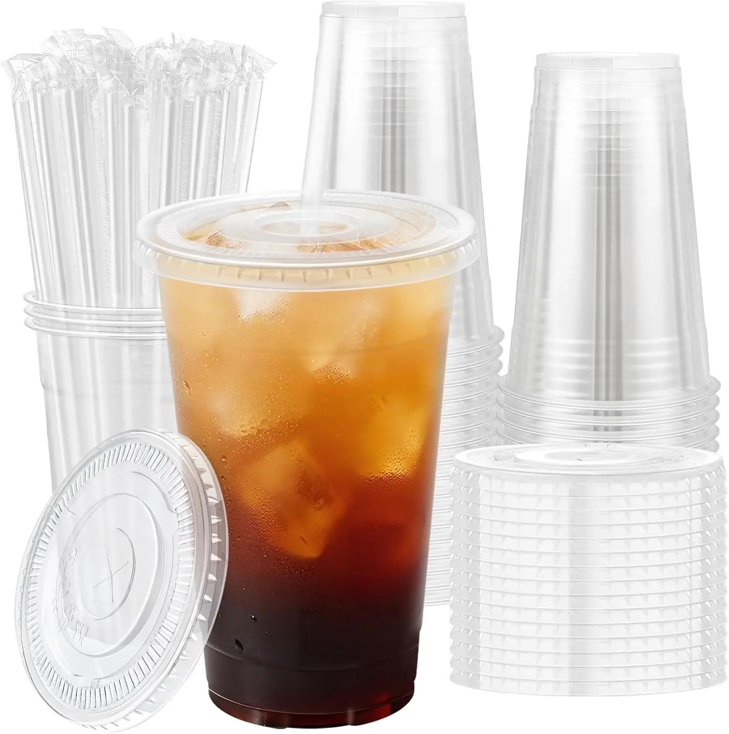 20 or 24oz Clear Plastic Cups with Lids and Straws Disposable Plastic Coffee Cups with Lids for Iced Coffee Cold Beverage Drinks Peaceful Pleasures Health and Wellness