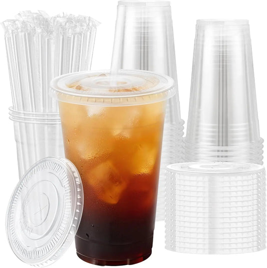 20 or 24oz Clear Plastic Cups with Lids and Straws Disposable Plastic Coffee Cups with Lids for Iced Coffee Cold Beverage Drinks Peaceful Pleasures Health and Wellness