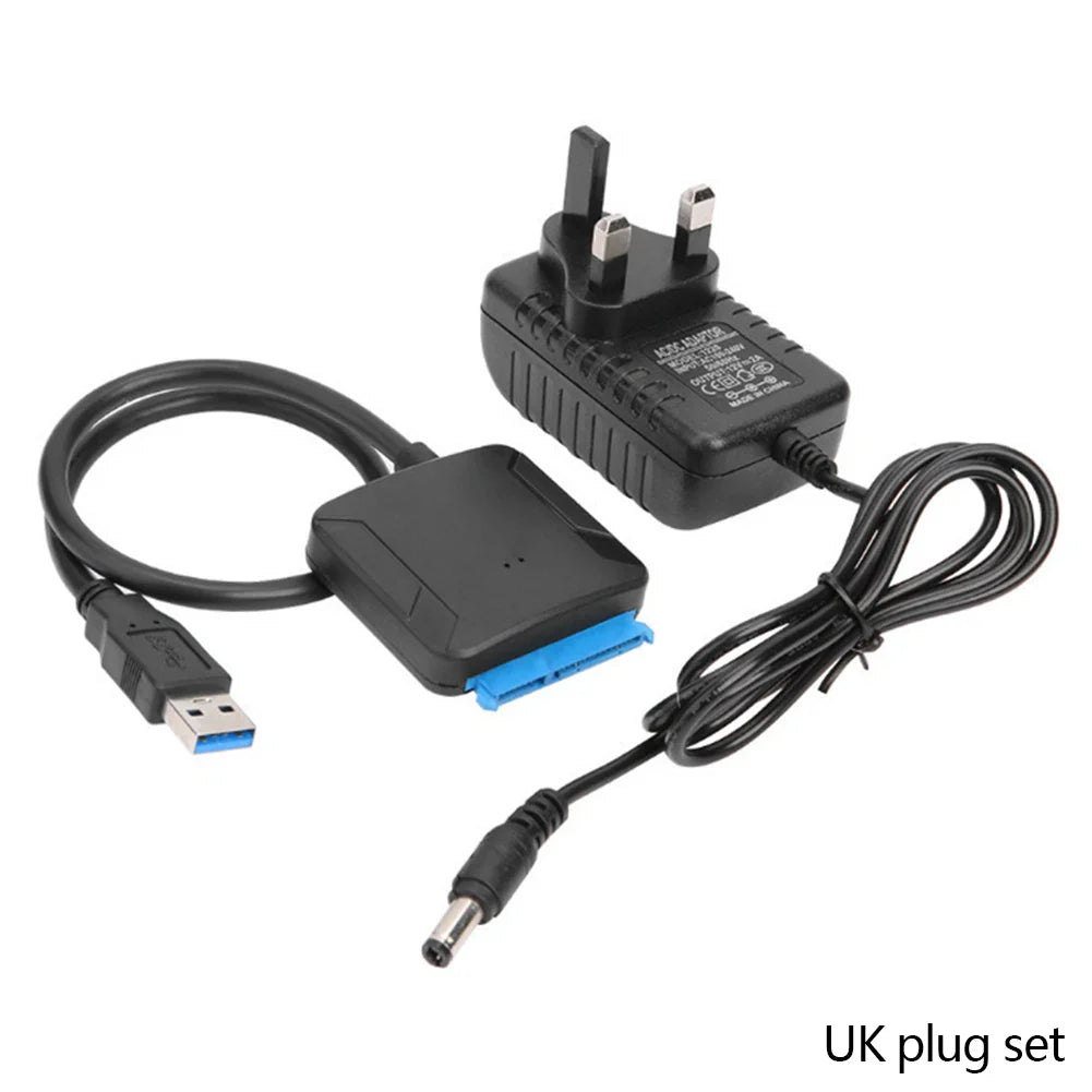 SATA to USB 3.0 Adapter Cable – HDD SSD 2.5"/3.5" + 12V Power