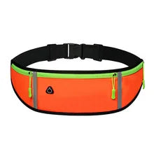 Outdoor Running Waist Bag for Mobile Phone Light and Thin Fitness Cycling Water Bottle Waist Bag with Three Waterproof Pockets Peaceful Pleasures Health and Wellness Orange
