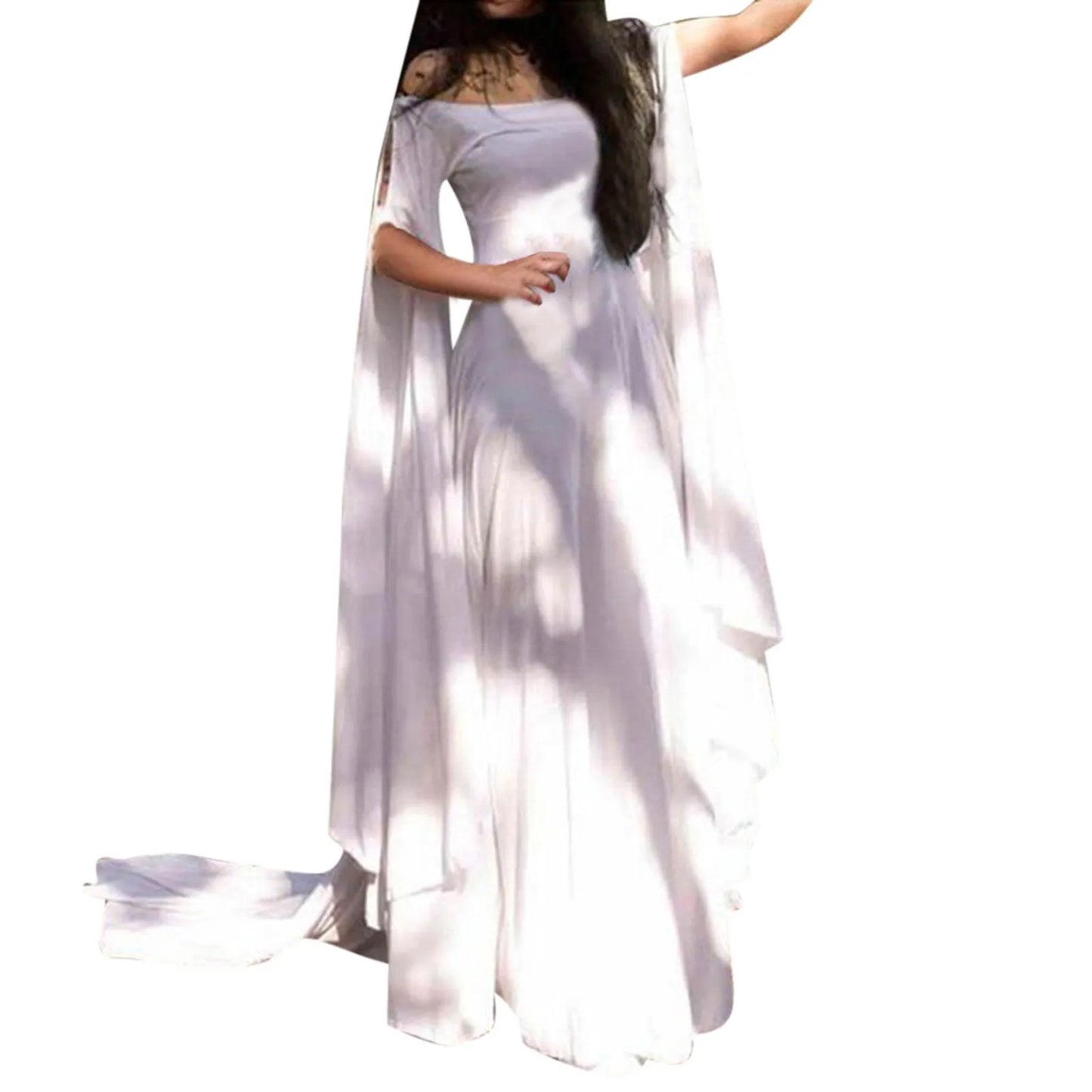 Women Halloween Dress Retro Cosplay Vintage Party Club Elegante Solid Off Shoulder Dress Maxi Funny Halloween Elf Dress Peaceful Pleasures Health and Wellness