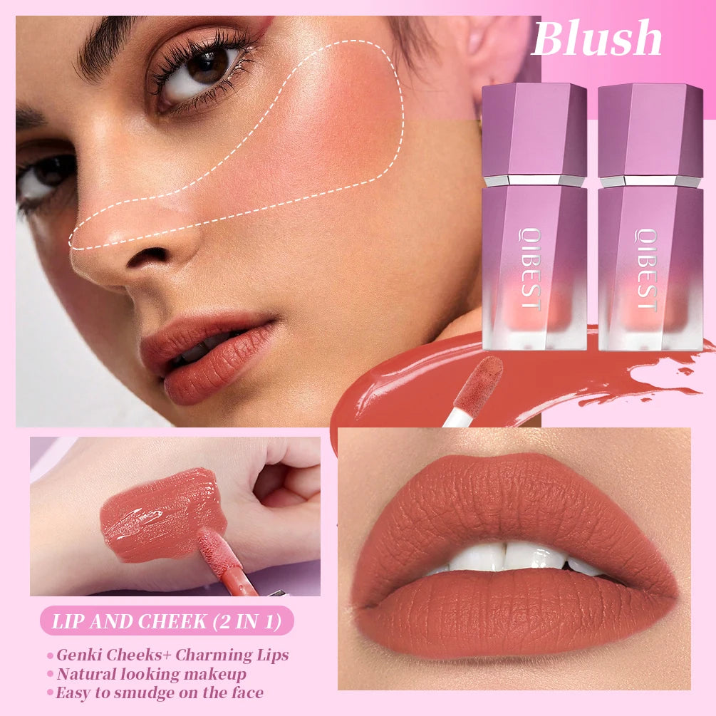 QIBEST Liquid Blusher Natural Cream Cheek Eye Tint Blush Multi-use Makeup Stick Liquid Contouring Highlighter Brighten Cosmetics Peaceful Pleasures Health and Wellness