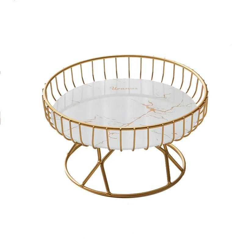 1 Piece of European-style Light Luxury Fruit Plate, Creative Living Room Home Fruit Basket, Afternoon Tea Candy Dessert Stand Peaceful Pleasures Health and Wellness