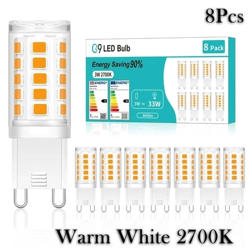 3/8Pack G9 Led Light Bulb 3W 220V Chandelier Light Corn Bulbs Warm 2700K Non-dimmable G9 Base LED Lamps Replace 33W Halogen Lamp Peaceful Pleasures Health and Wellness 8pcs G9 warm white