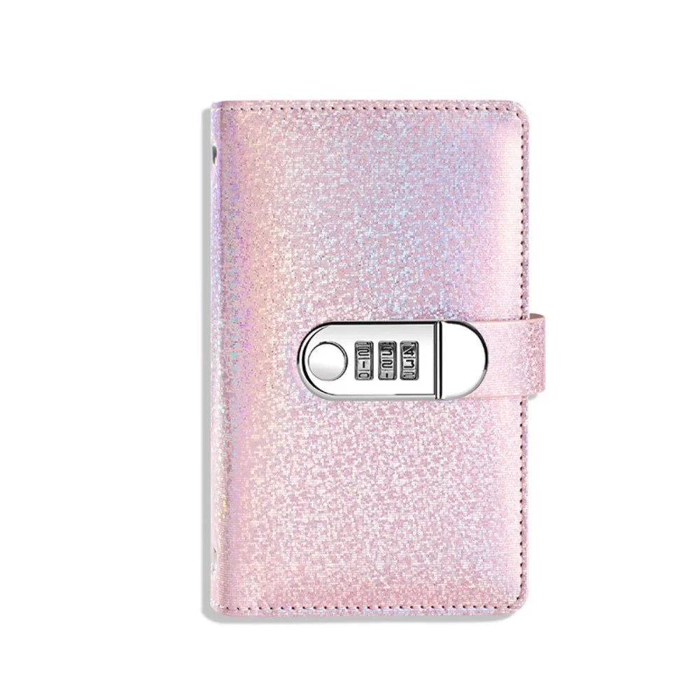 PU Leather Cover 100 Envelope Challenge Binder Reusable Waterproof Password Lock Saving Notebook Shiny Large Capacity Peaceful Pleasures Health and Wellness Pink
