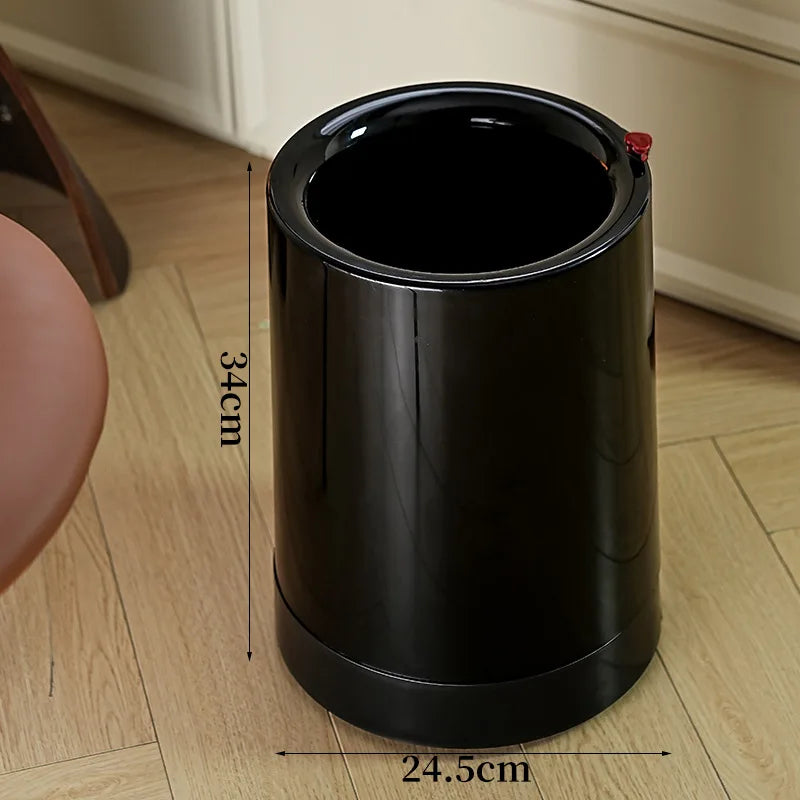 Minimalist Large Capacity Trash Bin - No Cover, Hidden Wheel Design, Multi-Functional, Home Essential, Space-Saving Peaceful Pleasures Health and Wellness Round Black