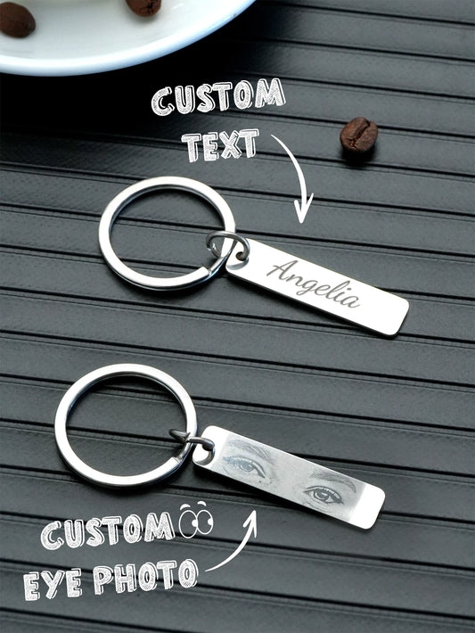 Custom Eyes Keychain Personalized Photo Text Keyring for Couples Birthday Anniversary Christmas Gift for Men Women Friends Peaceful Pleasures Health and Wellness