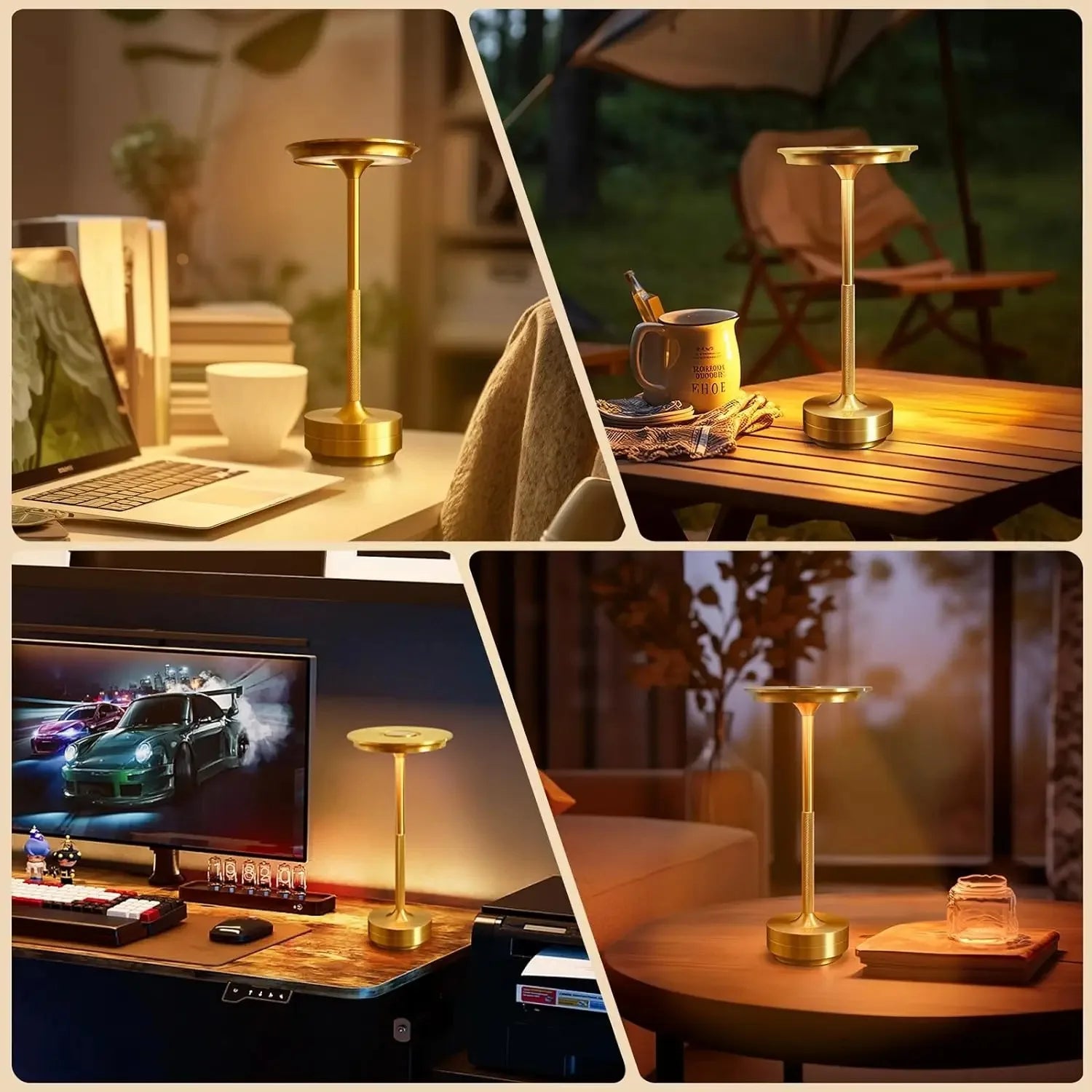 Wierless Simple Charging LED Desk Lamp restaurant Bar Table Lamp Dimming Atmosphere Retro Portable Charging Touch USB Read Lamp Peaceful Pleasures Health and Wellness