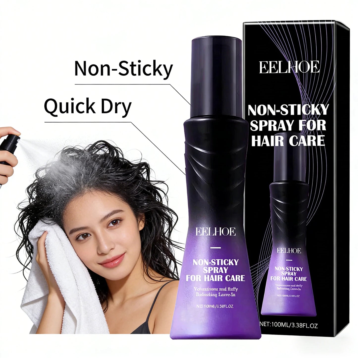 EELHOE Moisturizing Hair Spray – Fluffy, Non-Sticky 100ml Leave-In Hair Spray Peaceful Pleasures Health and Wellness