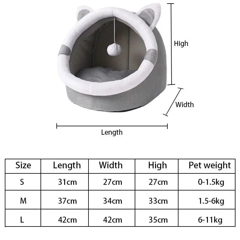 Self-Warming Cat Tent Cave Bed – Foldable & Washable Pet Hut
