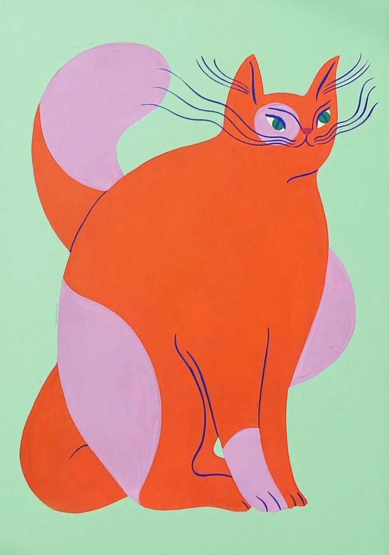 Abstract Cats Illustration Poster Funny Animal Prints Canvas Painting Wall Art Pictures Home Living Room Modern Pets Decoration Peaceful Pleasures Health and Wellness 10 35x45cm