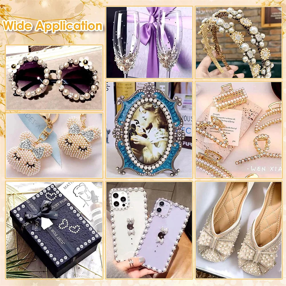 Mixed Self Adhesive White Imitation Pearl Rhinestones Stickers Face