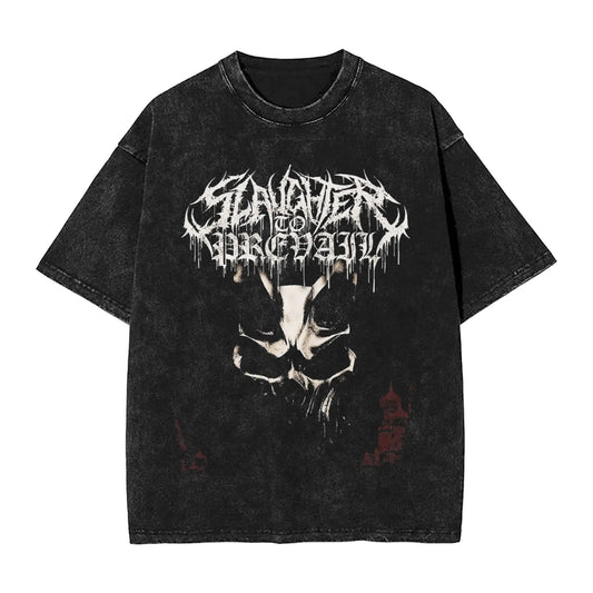 Vintage Washed T Shirt Slaughter to Prevail Loose T Shirts Christmas Novelty Tee Shirt for Men Beach Awesome Casual Top Tees Peaceful Pleasures Health and Wellness black XL