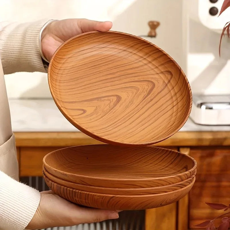 1pcs Japanese Style Tea Tray PP Plastic Rectangular Wood Grain Serving Tray for Home Hotel Restaurant Multipurpose Cup Plate Peaceful Pleasures Health and Wellness