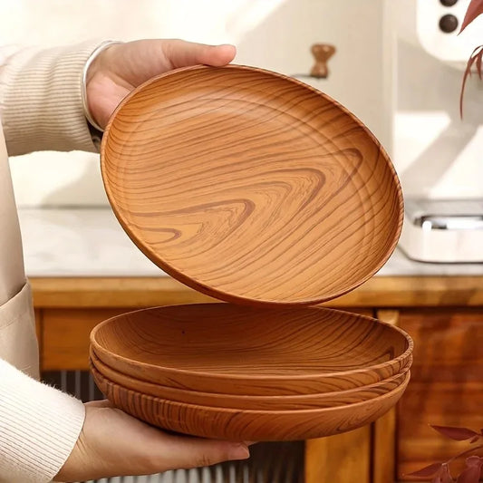 1pcs Japanese Style Tea Tray PP Plastic Rectangular Wood Grain Serving Tray for Home Hotel Restaurant Multipurpose Cup Plate Peaceful Pleasures Health and Wellness
