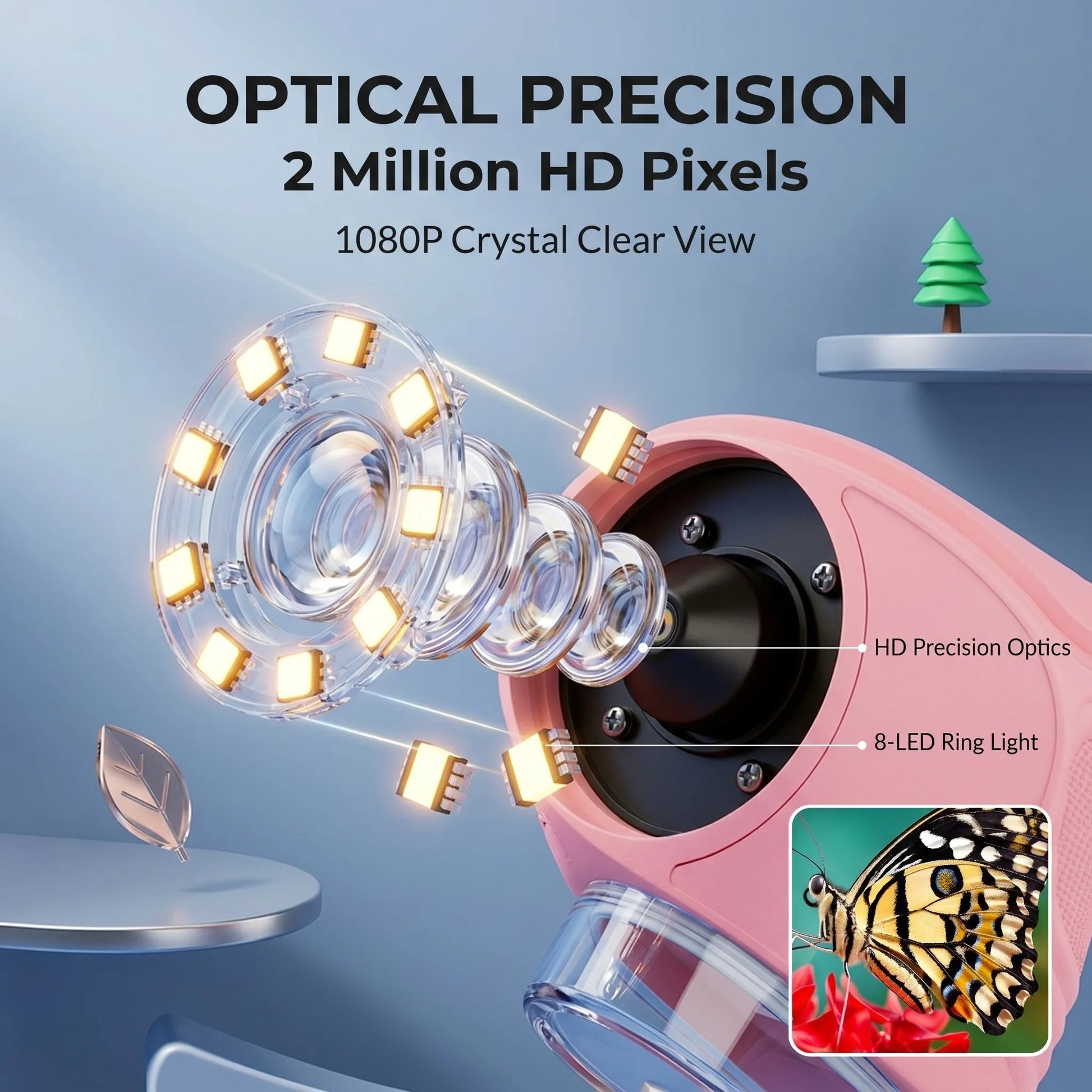 1000X Handheld Microscope for Kids 2.0" Screen Rechargeable Mini Pocket Digital Microscopes Portable Edu Gift Children Students Peaceful Pleasures Health and Wellness